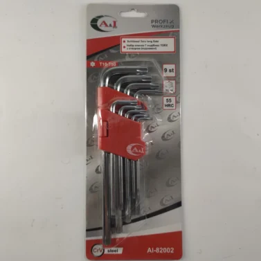 Ключі зірочка Г-подібні 9шт TORX з отвором BIG T10-T50 AI-82002