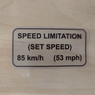 Наклейка "Speed Limitation 85km/h" 75x40mm
