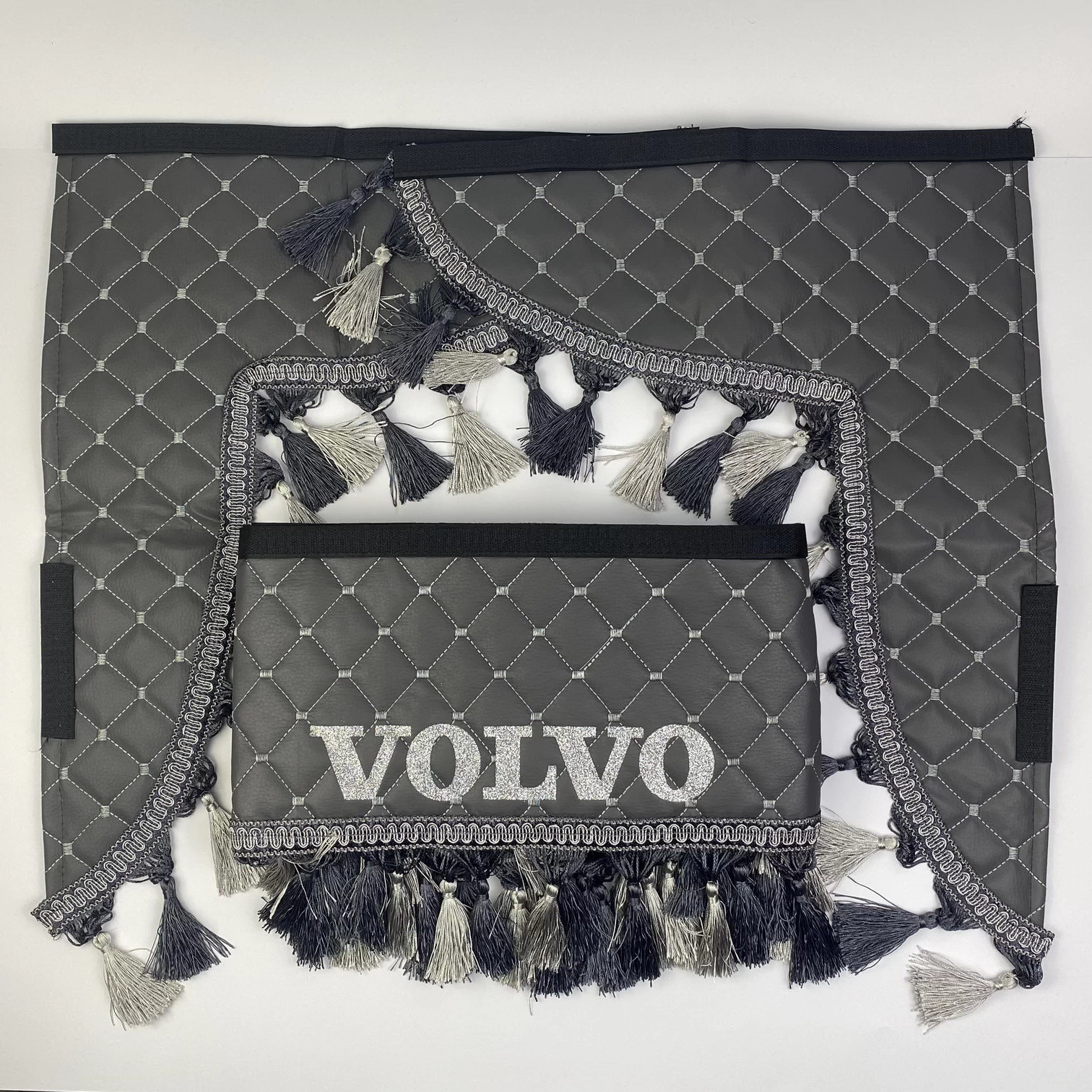 Шторка VOLVO сіра еко-шкіра з куточками - Зображення 2
