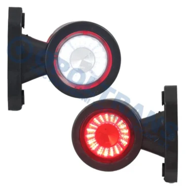 Габарит LED ріжок прямий короткий біло-червоний L-R (L=95mm) LD721